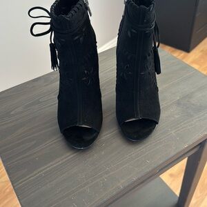 Elegant Black Peep-Toe Ankle Boots